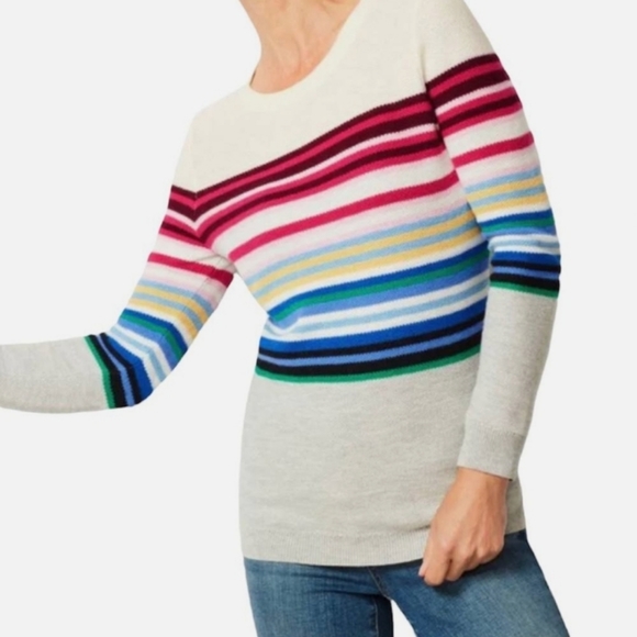 Talbots Sweaters - Talbots Striped Cotton Cashmere Crew Neck Sweater